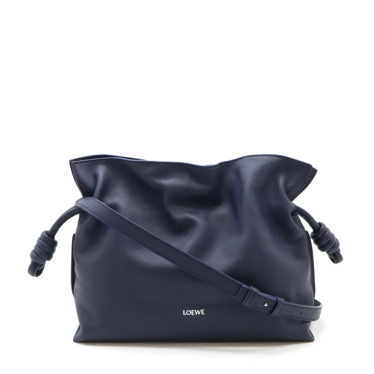 Loewe Flamenco Shoulder Bag Drawstring Nappa Calf Leather Navy Blue